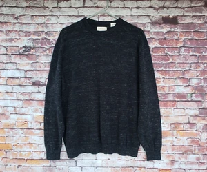 🔥 Weatherproof Black Cotton Cashmere Sweater Men's Large L Slim - Picture 1 of 5
