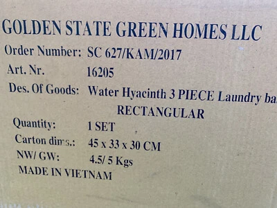 Water Hyacinth Storage Laundry organizer Tote Basket Set of 3 - Image 1 of 4