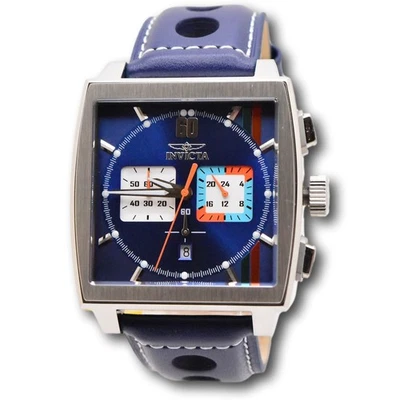 Мужские часы с хронографом Invicta S1 Rally Cuadro 45 мм темно-синие GMT кожа 44299 - Изображение 1 из 4