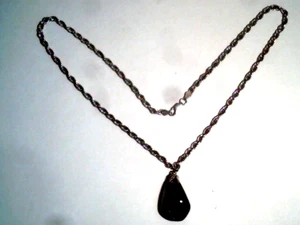 Collar de plata de ley 925 piedra púrpura tallada pulida forma de lágrima 18" - Imagen 1 de 6