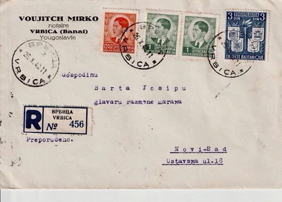 Yugoslavia 1940 cubierta/sellos registrados de notario a intercambio de sellos *VER TRANS Foto 1 de 3