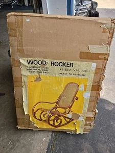 Vtg Mid Century Modern Oak Cane Bentwood Rocking Chair Rocker Thonet Style W Box - Picture 1 of 6