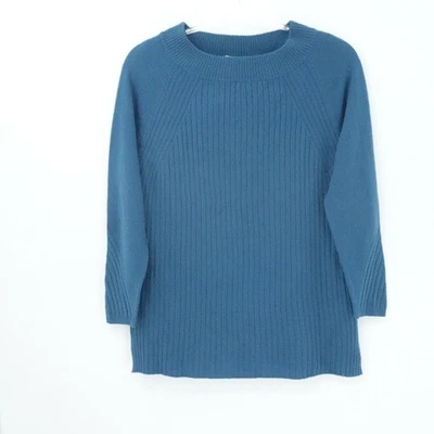 Suéter túnica tejido acanalado 100 % cachemir azul M Soft Surroundings para mujer Foto 1 de 4