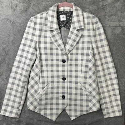 Jaqueta Cabi Valentina Peplum tamanho 10 jersey ponte malha blazer quadriculado em excelente estado usado - Imagem 1 de 4