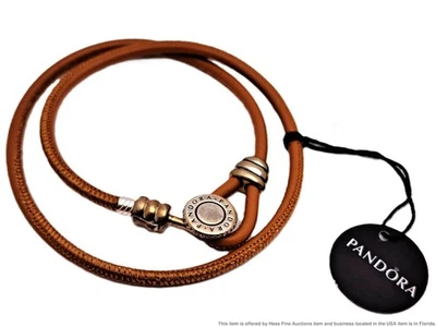 Pandora Momentos Damas Doble Cuero Pulsera Naranja Picante 597194CSO Foto 1 de 4