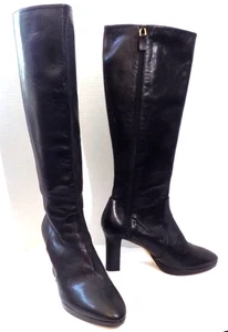size 10 STUART WEITZMAN black Leather zip tall riding knee Boots 3.5" heels - Picture 1 of 12