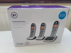 Teléfono inalámbrico digital BT 4600 triple dúo botón grande contestador teléfonos - Imagen 1 de 6