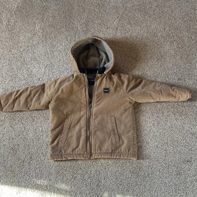 Walls Jacket Boys Medium 8/10 Brown Canvas Long Sleeve Full Zip Hooded - Image 1 of 4