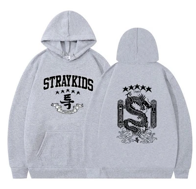 MARKENLOS KPOP Stray Kids 2D Druck Männer Frauen Casual Mode Langarm Hoodie Sweatshirt-M L