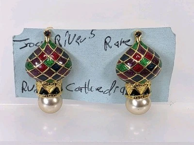 Pendientes Clip Esmalte Declaración Catedral Rusa Joan Rivers RARO Foto 1 de 4