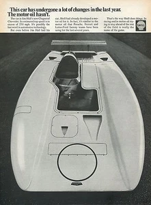 1969 Shell Oil Company Print Ad w/ Jim Hall's Chevrolet Chevy Chaparral Race Car - Picture 1 of 1
