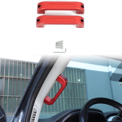 Piezas de manija de agarre de pilar A de aluminio rojo 2 piezas aptas para Nissan Titan XD 2016-2023 Foto 1 de 4