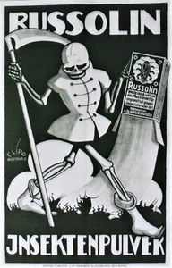 Póster Original Vintage RUSSOLIN WALKING DEAD SCULL INSECTIZIDE c. 1930 - Imagen 1 de 1