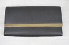 Women's Clutch Wallet Snap Fold Black Gold Tone Fau Leather A New Day