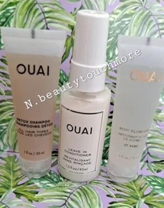 OUAI Detox Hair Shampoo & Leave In Conditioner 1 oz each, Body Cleanser 1.5 oz. - Picture 1 of 5