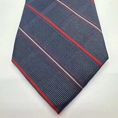 Jones New York Men’s Necktie Blue Red Silver Striped 62” Long Tie - Image 1 of 4