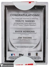Sealed 2019 Topps Tribute Baseball Tandems Rhys Hoskins Jim Thome AUTO Card