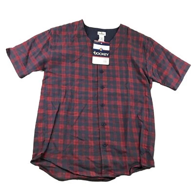 Jockey Shirt Men Small Blue Red Plaid Button Up Short Sleeves Baseball Shirt NWT - Image 1 of 4