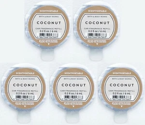 5 Bath Body Works Scentportable COCONUT Duftöl Nachfüllscheibe Auto Lüftung Zuhause - Bild 1 von 1