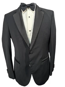 HUGO BOSS Mens Black SLIM FIT TUX TUXEDO FORMAL Sport Coat Blazer Jacket 36R - Picture 1 of 10