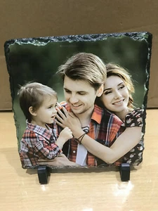 Custom Photo on Square Slate 20cmx20cm Image Picture Unique Personalised Gift - Picture 1 of 4