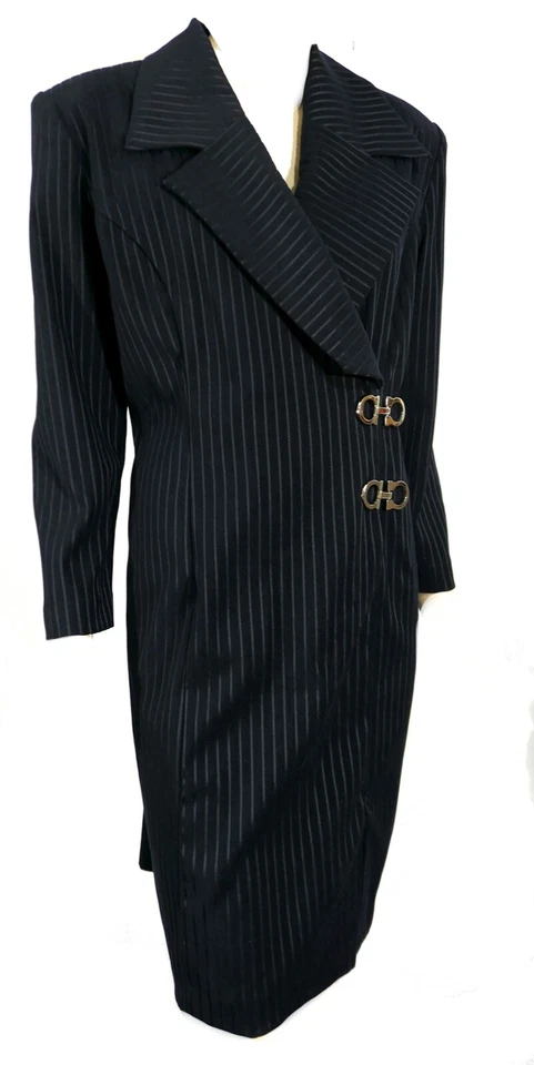 Blazer de negocios vintage a rayas de Farouche Lori Wedner Canadá L Foto 1 de 4