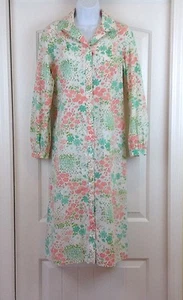 VTG Toby White Woman Size Medium Blue Pink Long Sleeve Button Side Pocket Dress - Picture 1 of 10