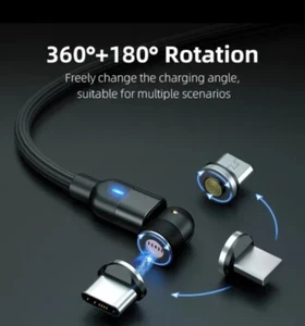 chargeur magnétique rotatif a 540 degrés 3 en 1 couleur NOIR - Photo 1 sur 12