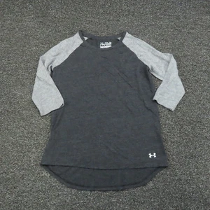 Under Armour Shirt Youth Large Gray HeatGear 3/4 Sleeve Breathable Casual Boys - Picture 1 of 7
