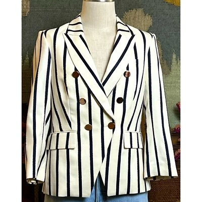 Veronica Beard Empire Striped Dickey Blazer Jacket 8 - Image 1 of 4