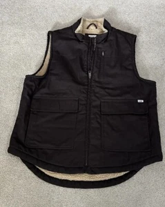 Lee Workwear Vest Men Size L Sherpa Lined Insulated Canvas Dark Brown Full Zip - Picture 1 of 10