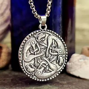 Cat Pendant Triple Kells Trinity Cats Celtic Necklace 24" Chain Jewellery & Box - Picture 1 of 21