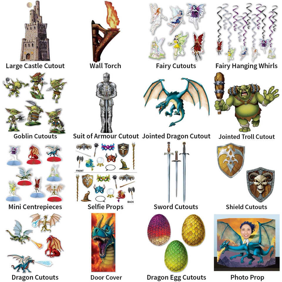 DRAGONS, FAIRIES AND FANTASY THEME DECORATIONS - PARTYWARE COMPLETE SELECTION - Image 1 of 1