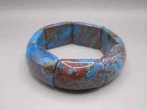 Vintage Blue Sky Jasper Beaded Bracelet Bangle Jewelry Gemstone Crystal #260 - Picture 1 of 4