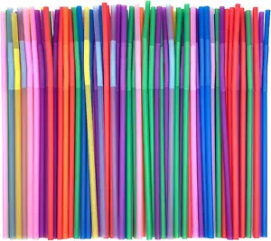 100 Pcs Flexible Colorful Disposable Plastic Bendable Drinking Bendable Straws, - Picture 1 of 12
