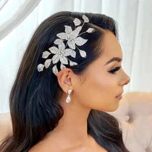 Mujeres Estrás Peine Floral Metal Joyería Nupcial Cadena Pelo Prendas para la cabeza 23001 - Imagen 1 de 8