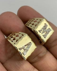 Mens Initial Alphabet Ring 10k Solid White Gold Yellow Gold Diamond Cut Men - Picture 1 of 9