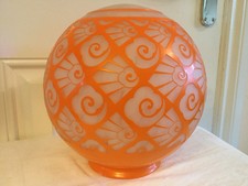 Vintage Orange Glass & marble effect Round Lampshade  Vintage 1960s/1970s