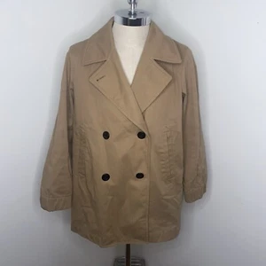 J. Trench cappotto girocollo taglia 18 classico cotone kaki marrone giacca pea classico preppy - Foto 1 di 8