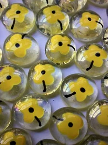 Poppies Poppy Yellow Flowers hand painted glass gems party favors Table Confetti - Picture 1 of 3