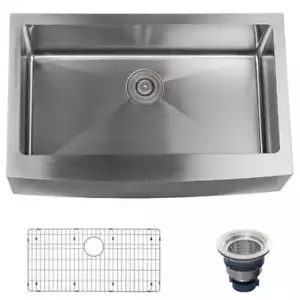 Miseno Kitchen Sink, Farmhouse Mount, Stainless Steel Finish - Picture 1 of 6