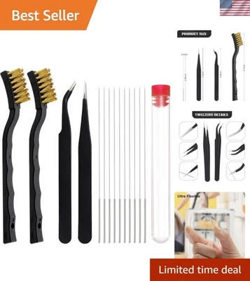 Kit de limpieza de boquillas de 10 piezas para impresoras 3D - Pinzas y cepillos de alambre incluidos Foto 1 de 4
