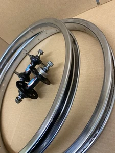 Acs hubs and chrome steel rims 28h set vintage bmx GT04834 - Picture 1 of 6