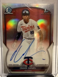 Bowman 2023 refractor cromado Omari Daniel autógrafo automático/499 gemelos - Imagen 1 de 11