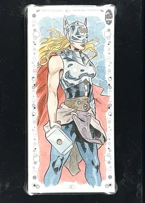 2021 Upper Deck Marvel Premier Mighty Thor  Triple-Panel Sketch by Can Baran 1/1 - Image 1 of 2