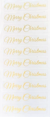 STICKABLITIES 4 sheets Merry Christmas Gold Foil Clear Stickers Envelope Seals Holiday Crafts