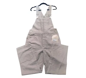 CHEROKEE Bib Overalls Womens Size Small Beige Linen Cotton Relaxed Boho - Picture 1 of 9