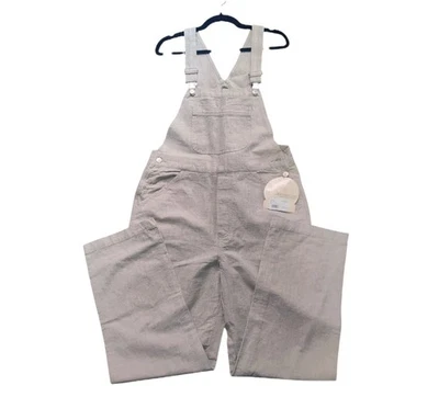 CHEROKEE Bib Overalls Womens Size Small Beige Linen Cotton Relaxed Boho - Image 1 of 4