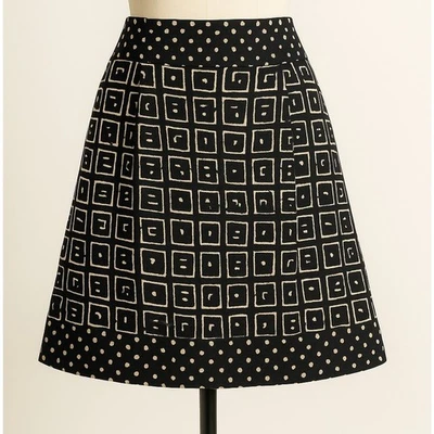 Falda Hobbs London de lino Reino Unido 16 negra crema estampado geométrico línea A 100 % lino  Foto 1 de 4