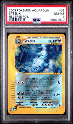 Steelix Reverse Foil Pokemon Aquapolis 35 NM PSA NM-MT 8 - Image 1 of 2
